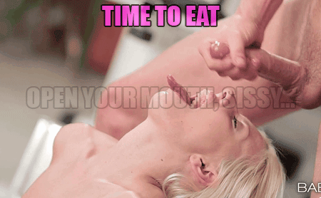 Blonde Eating Cum Sissy Caption - Porn With Text