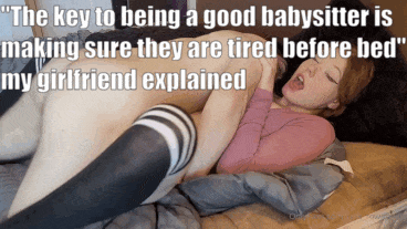 my girlfriend was one of the most requested babysitters in town - Porn With  Text