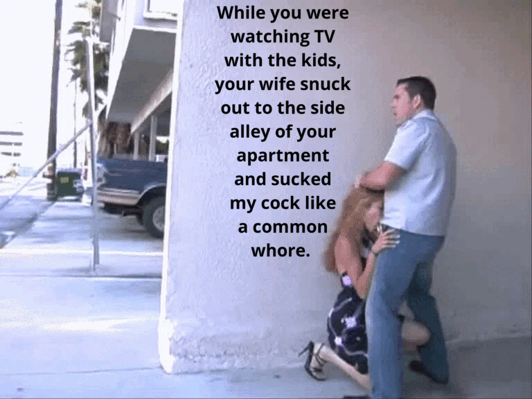 Cheating wife sucks dick in the street - Porn With Text
