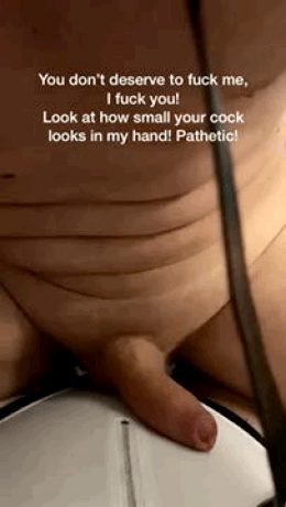 Humiliated for his small cock and fucked with strap