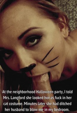 Wife cheats with neighborhood teen on Halloween