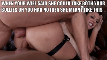 Your slut wife is getting double penetration from your bullies CUCKOLD CAPTIONED